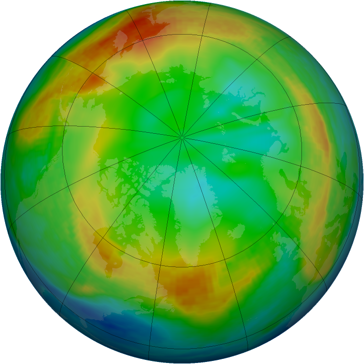 Arctic ozone map for 04 January 1990